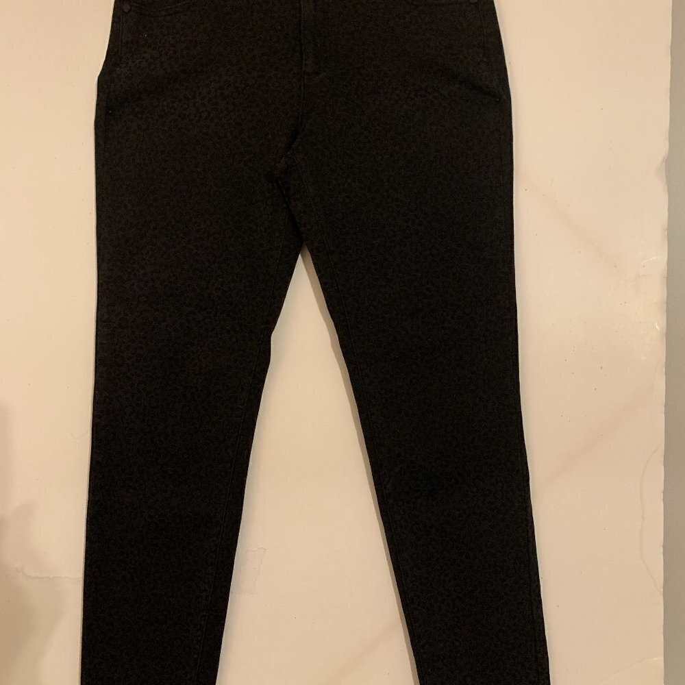 Womens Contemporary Black, Animal Print,  Ankle Pants, Sz, 12, Cotton/Poly/Spand